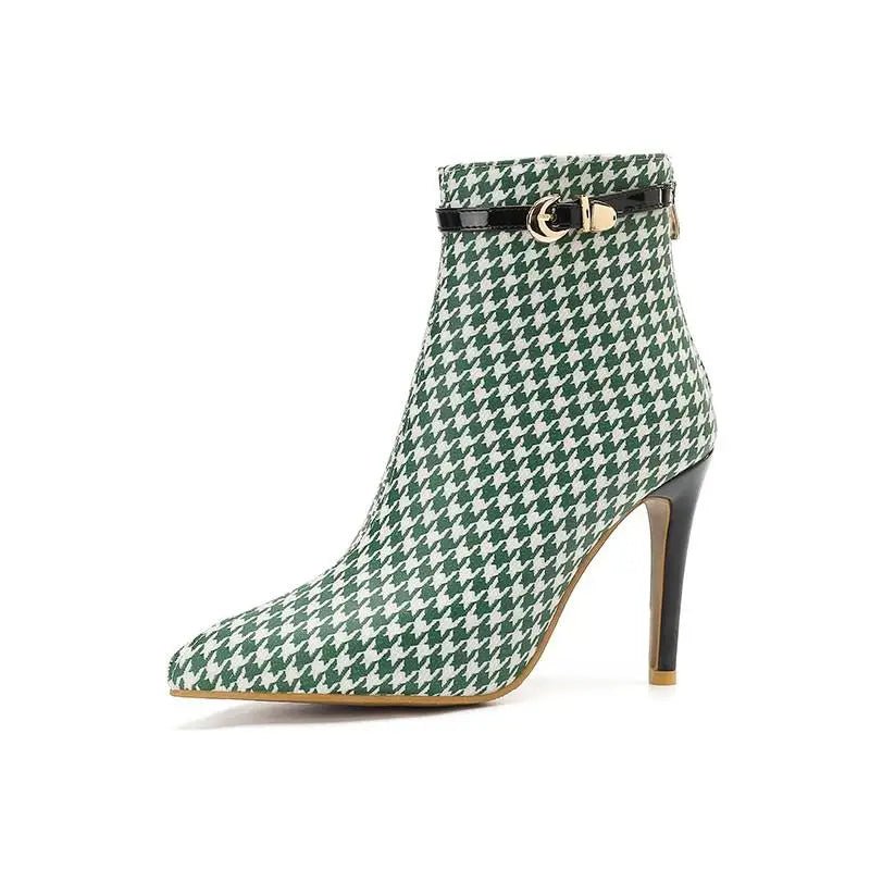 Houndstooth Stiletto Boot - ARDEN ROVE