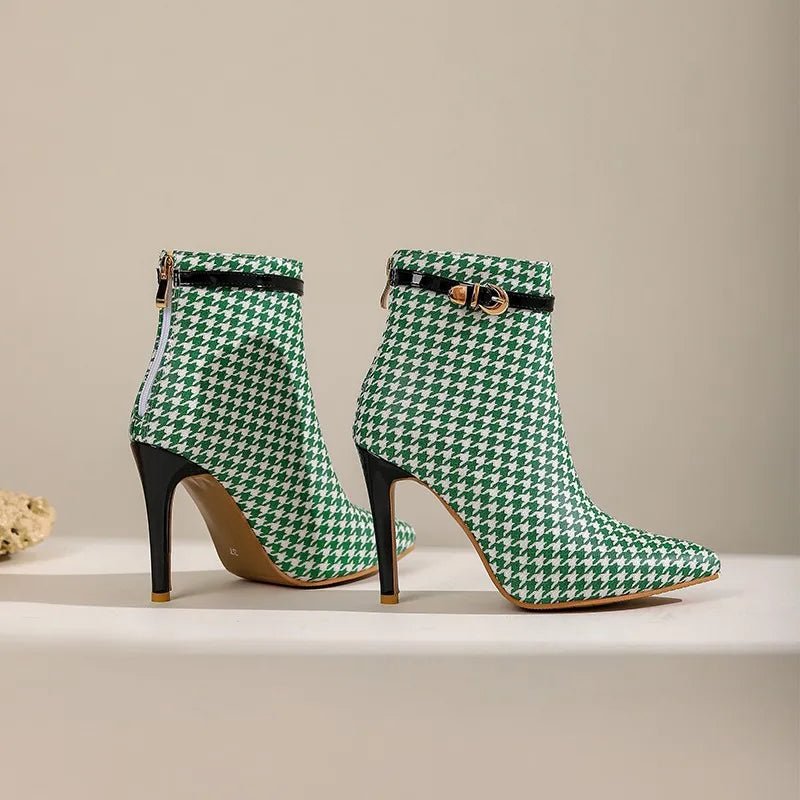 Houndstooth Stiletto Boot - ARDEN ROVE