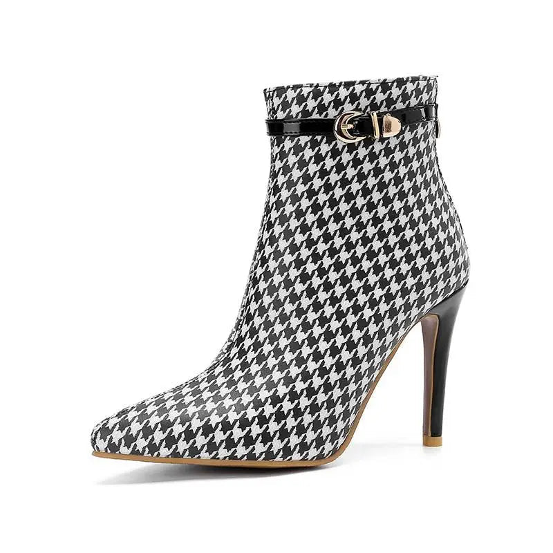 Houndstooth Stiletto Boot - ARDEN ROVE