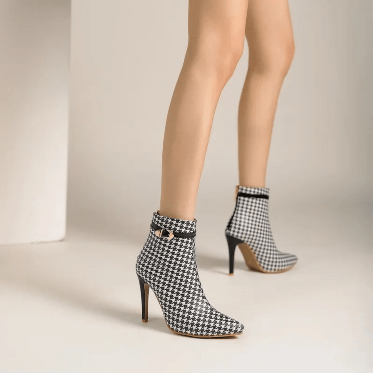 Houndstooth Stiletto Boot - ARDEN ROVE