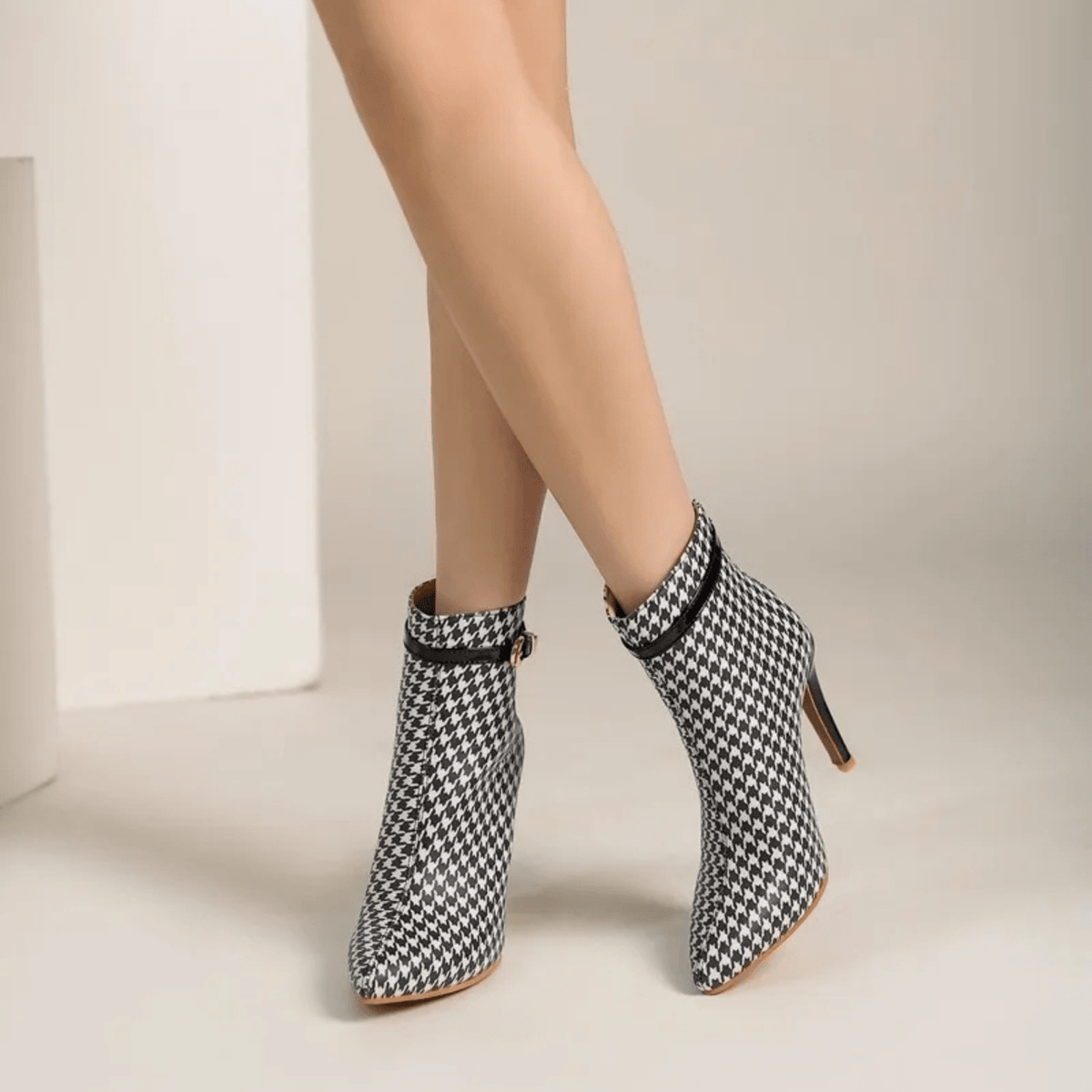 Houndstooth Stiletto Boot - ARDEN ROVE
