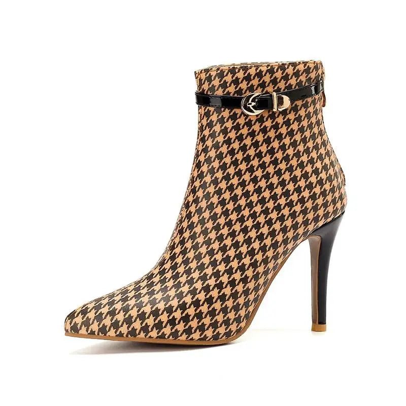 Houndstooth Stiletto Boot - ARDEN ROVE