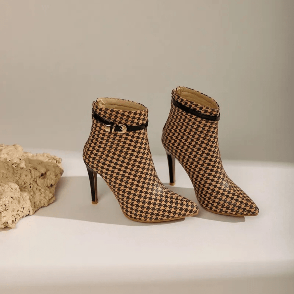 Houndstooth Stiletto Boot - ARDEN ROVE