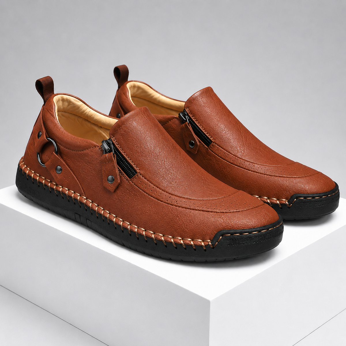 Amar loafers i tekstureret læder