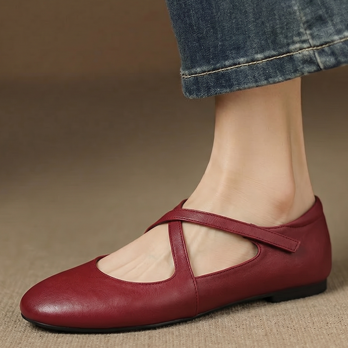 Zeor flache Schuhe aus echtem Leder