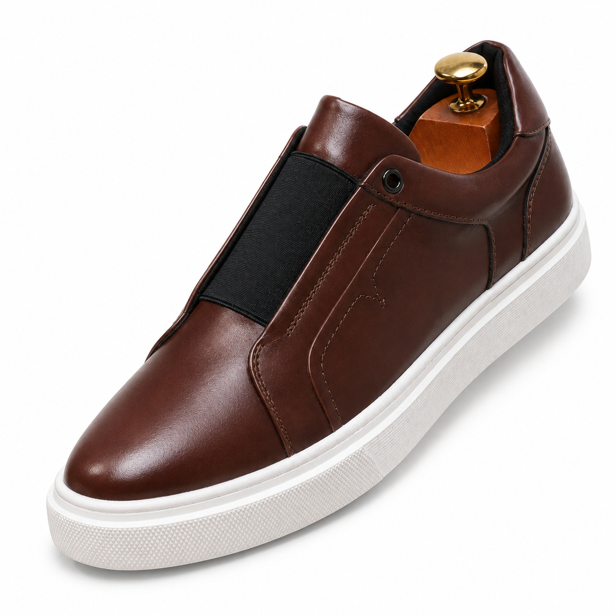 Sapatilhas Slip-On Drevo em Pele Genuína