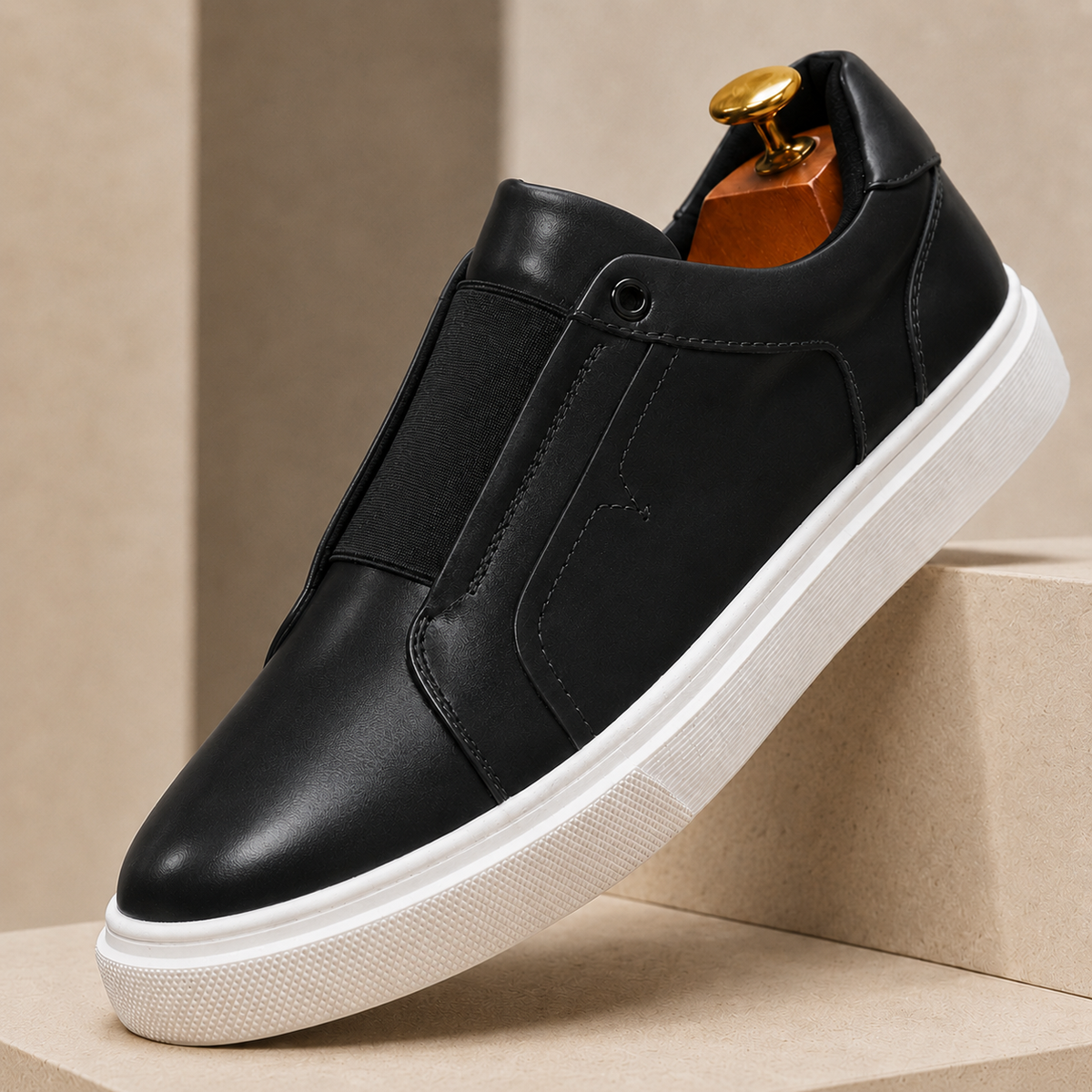 Sapatilhas Slip-On Drevo em Pele Genuína