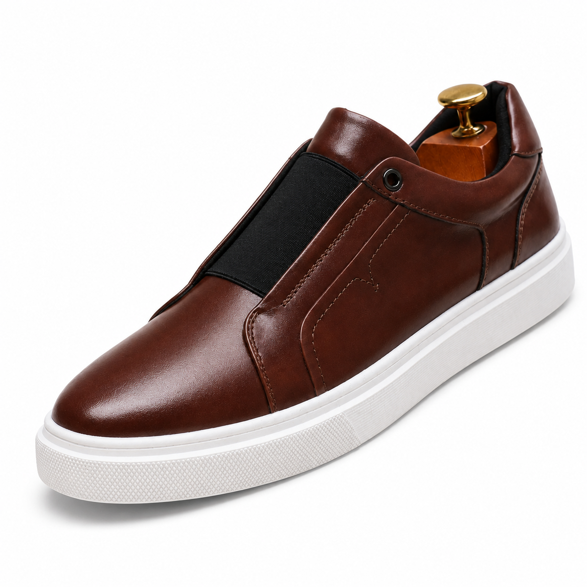 Sapatilhas Slip-On Drevo em Pele Genuína