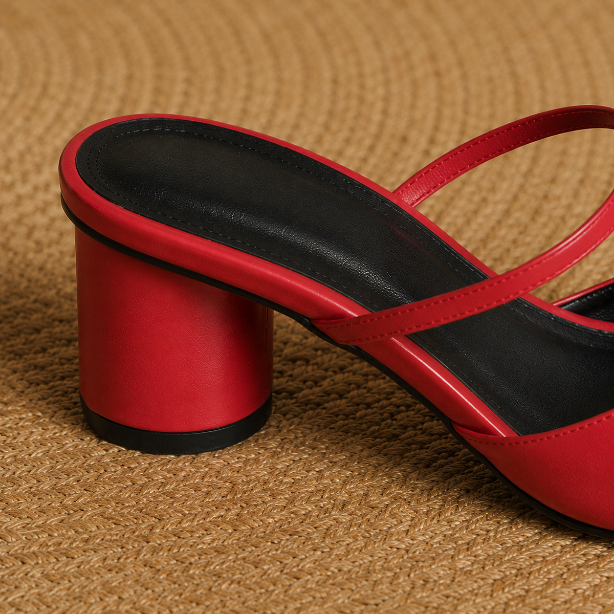 Olara Mules mit Absatz aus echtem Leder und runder Zehenpartie