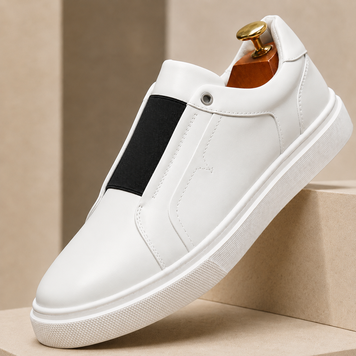 Sapatilhas Slip-On Drevo em Pele Genuína