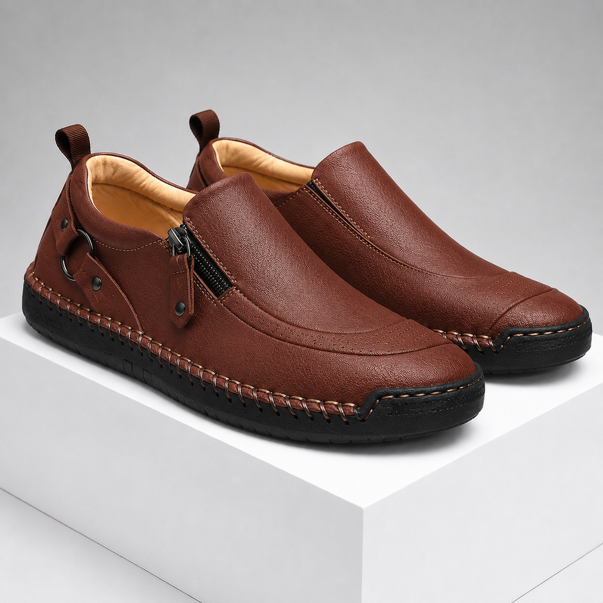 Amar loafers i tekstureret læder