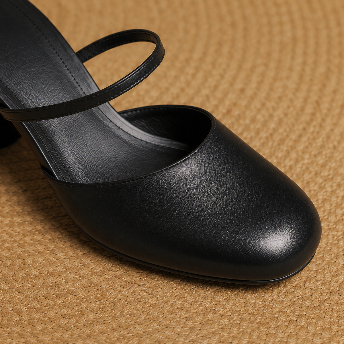 Olara Mules mit Absatz aus echtem Leder und runder Zehenpartie