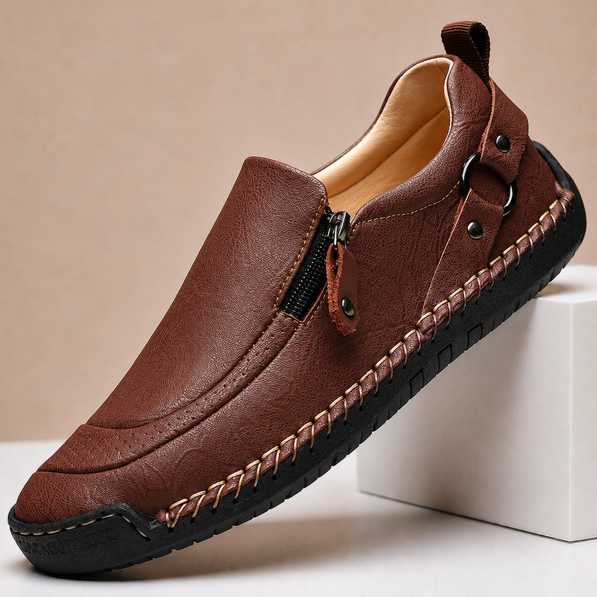 Amar loafers i tekstureret læder