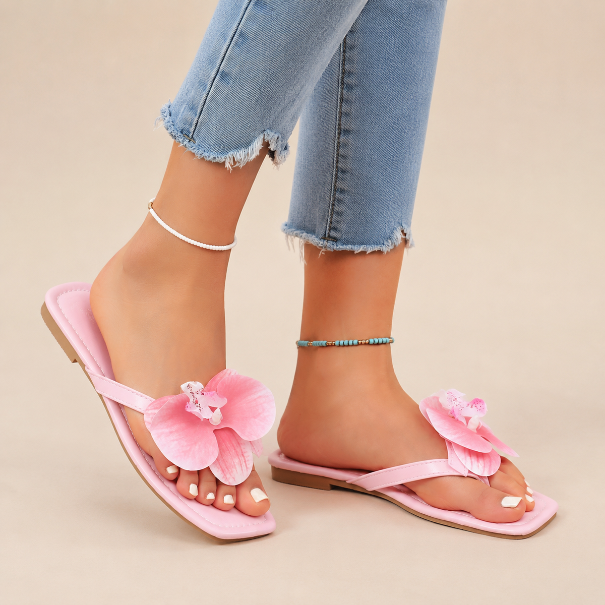 Orchid Teenschoenen met Vierkante Neus en Bloemenprint