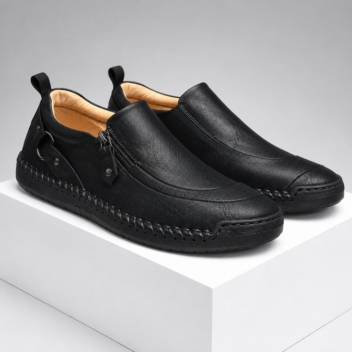 Amar loafers i tekstureret læder