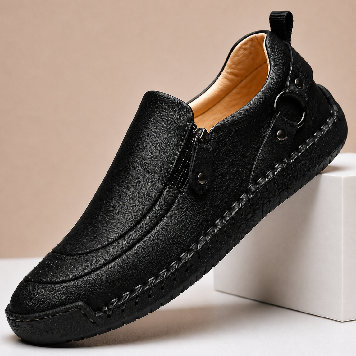 Amar loafers i tekstureret læder