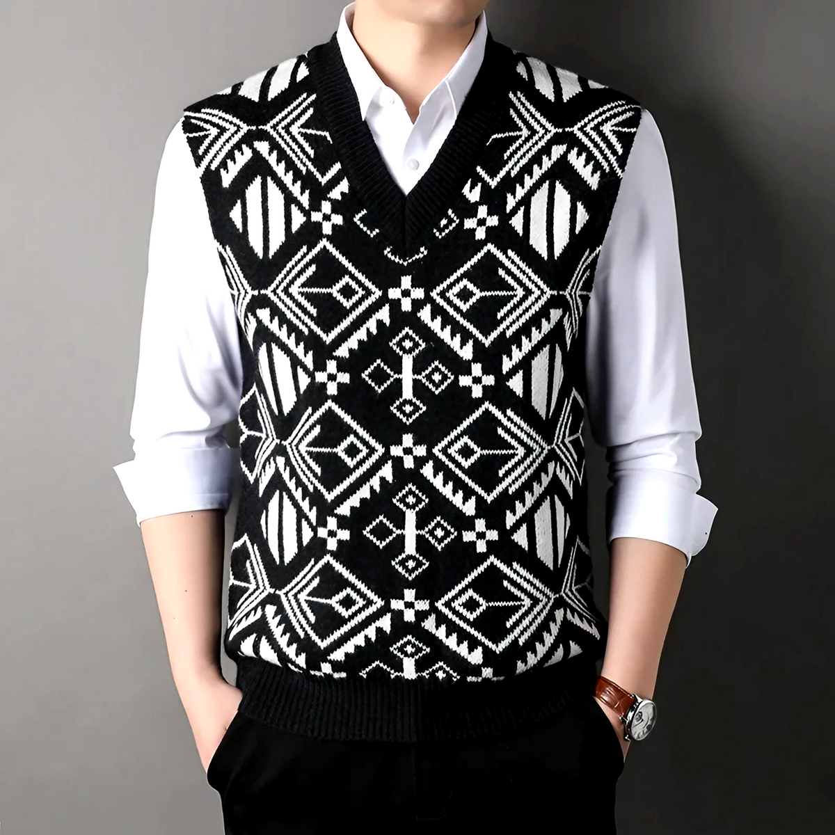 Il gilet da maglione pigro