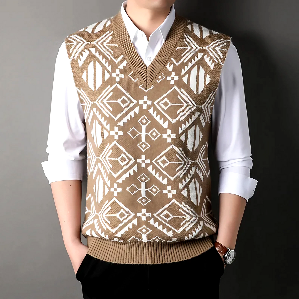 Il gilet da maglione pigro