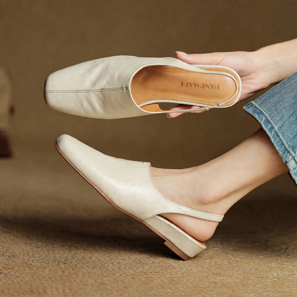 Svella Slingbacks i äkta läder