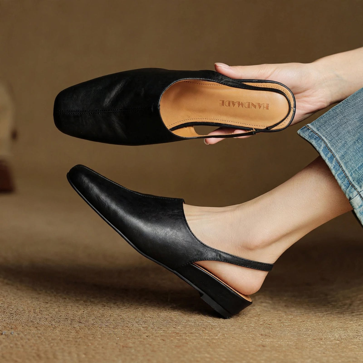 Svella Slingbacks i äkta läder