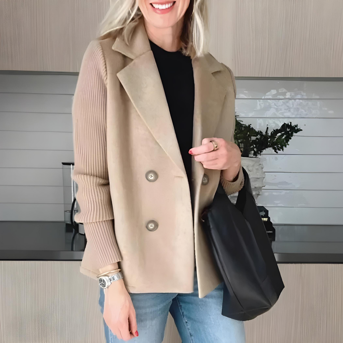Abrigo blazer Ivy cruzado con mangas de punto