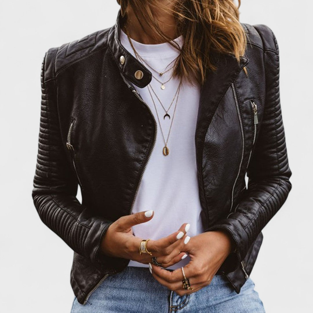 Chaqueta motera Gia con mangas acolchadas