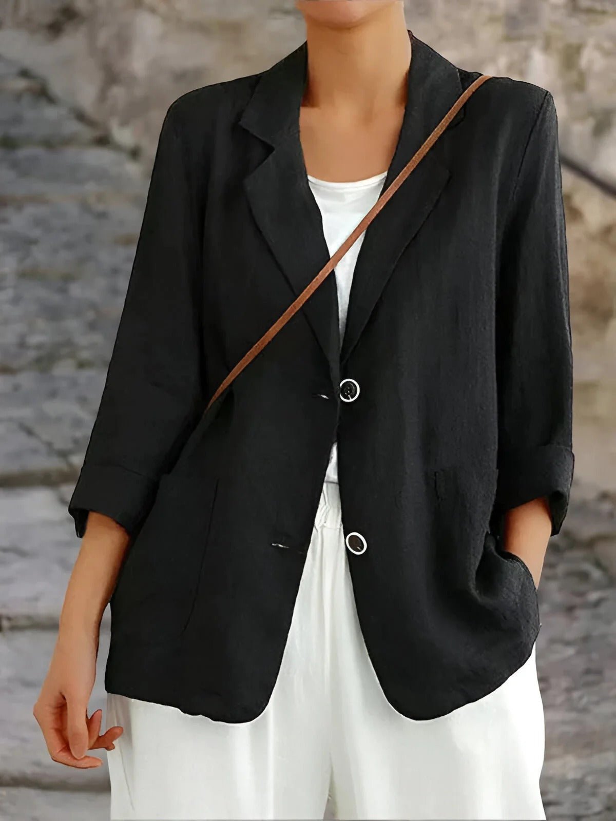Blazer Faye de botonadura doble con solapa de muesca