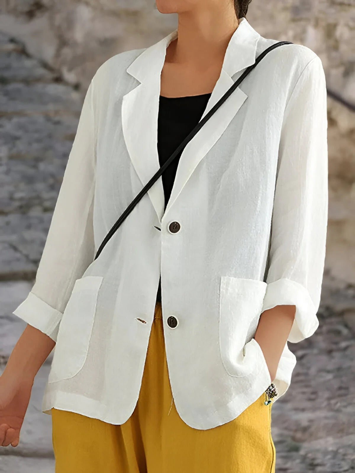 Blazer Faye de botonadura doble con solapa de muesca