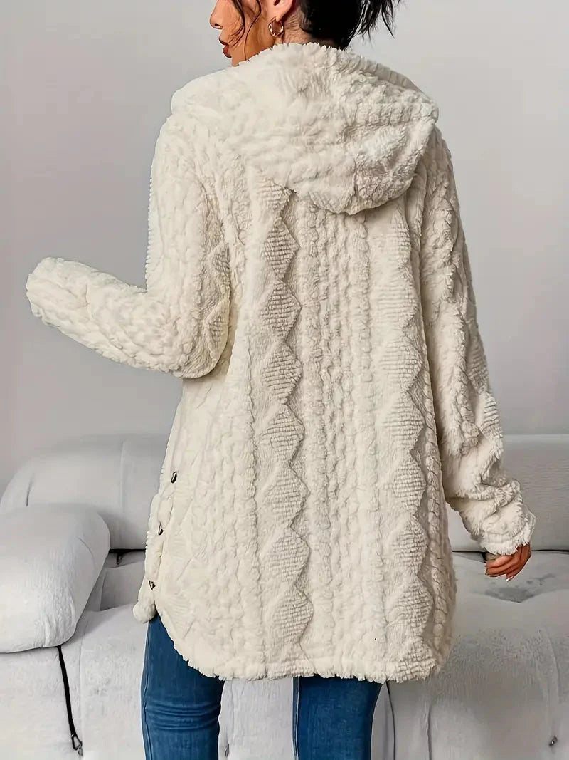 Cárdigan Lana con capucha de textura afelpada