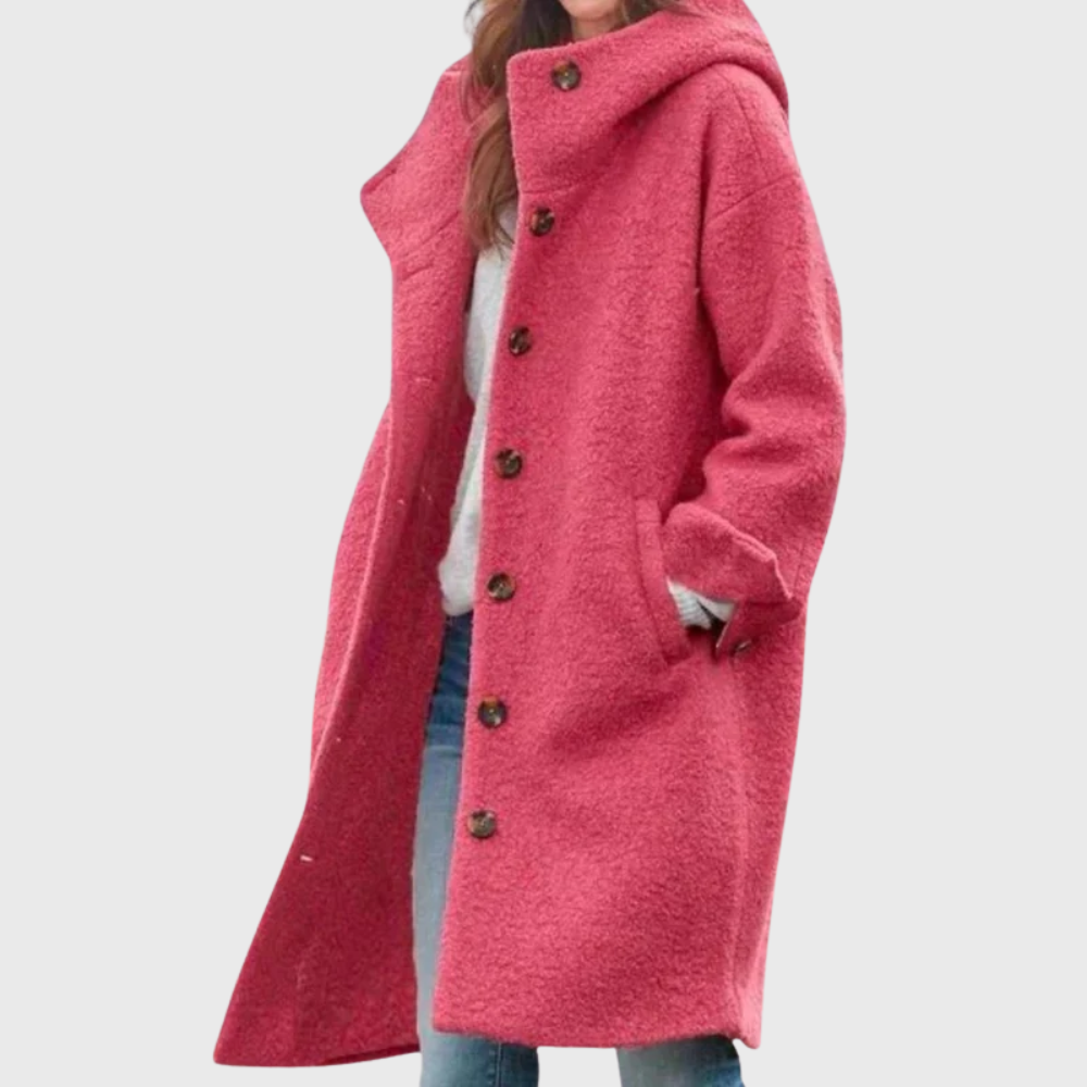 Cappotto lungo Freya con cappuccio in teddy