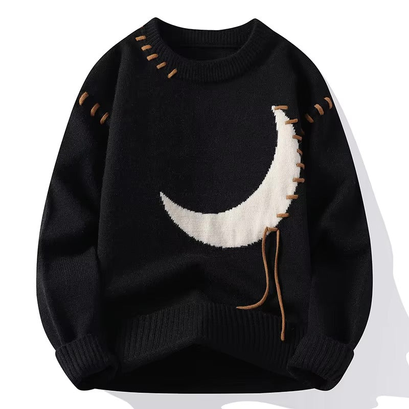 Camisola de Gola Redonda com Grafismo Lua de Reno
