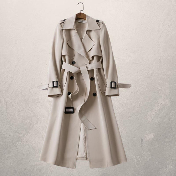 Hana dubbelknäppt trenchcoat med skärp