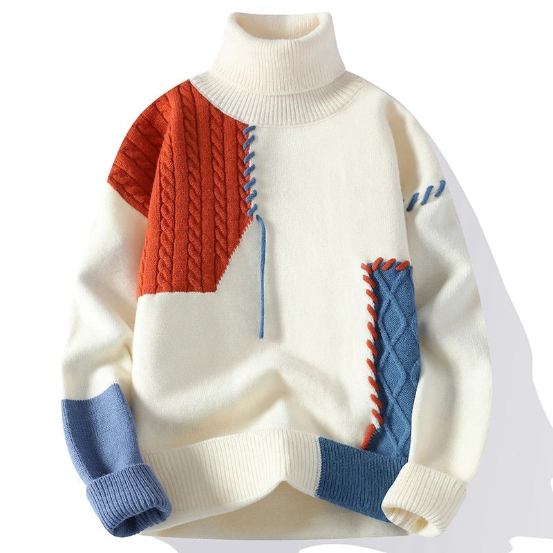 Camisola de malha com gola alta e patchwork Wade