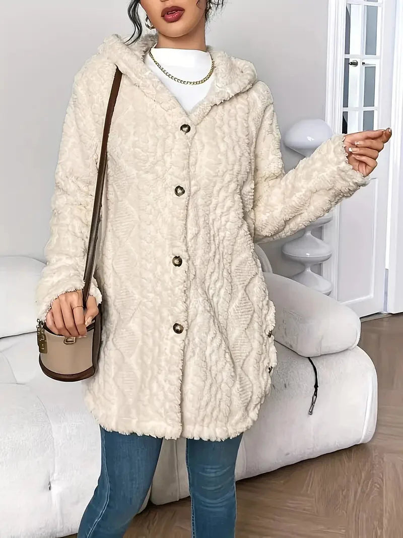 Cárdigan Lana con capucha de textura afelpada