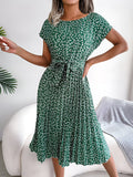 Robe trapèze plissée à fleurs Roselyn