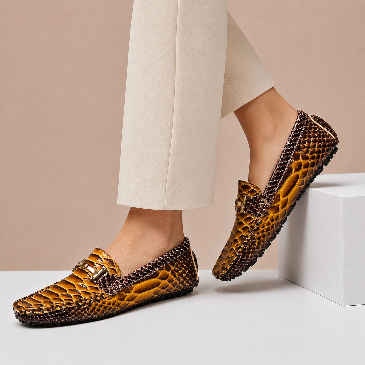 Grimaldi loafers i äkta läder