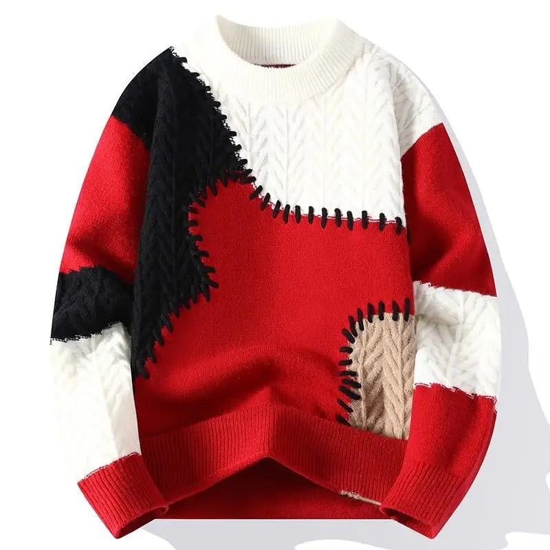 Maglione girocollo Nico in maglia patchwork
