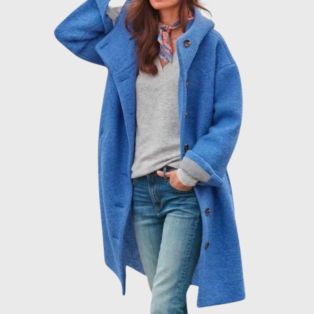 Cappotto lungo Freya con cappuccio in teddy