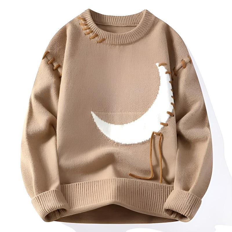 Camisola de Gola Redonda com Grafismo Lua de Reno