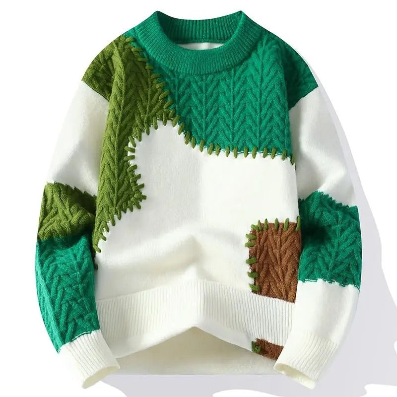 Maglione girocollo Nico in maglia patchwork