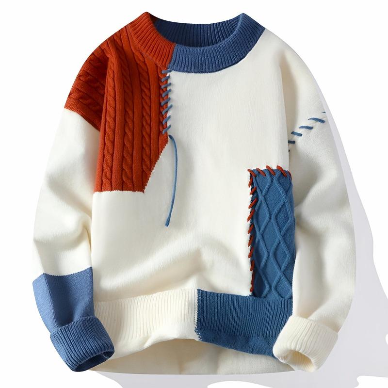 Suéter de punto Ryker con cuello redondo y diseño patchwork
