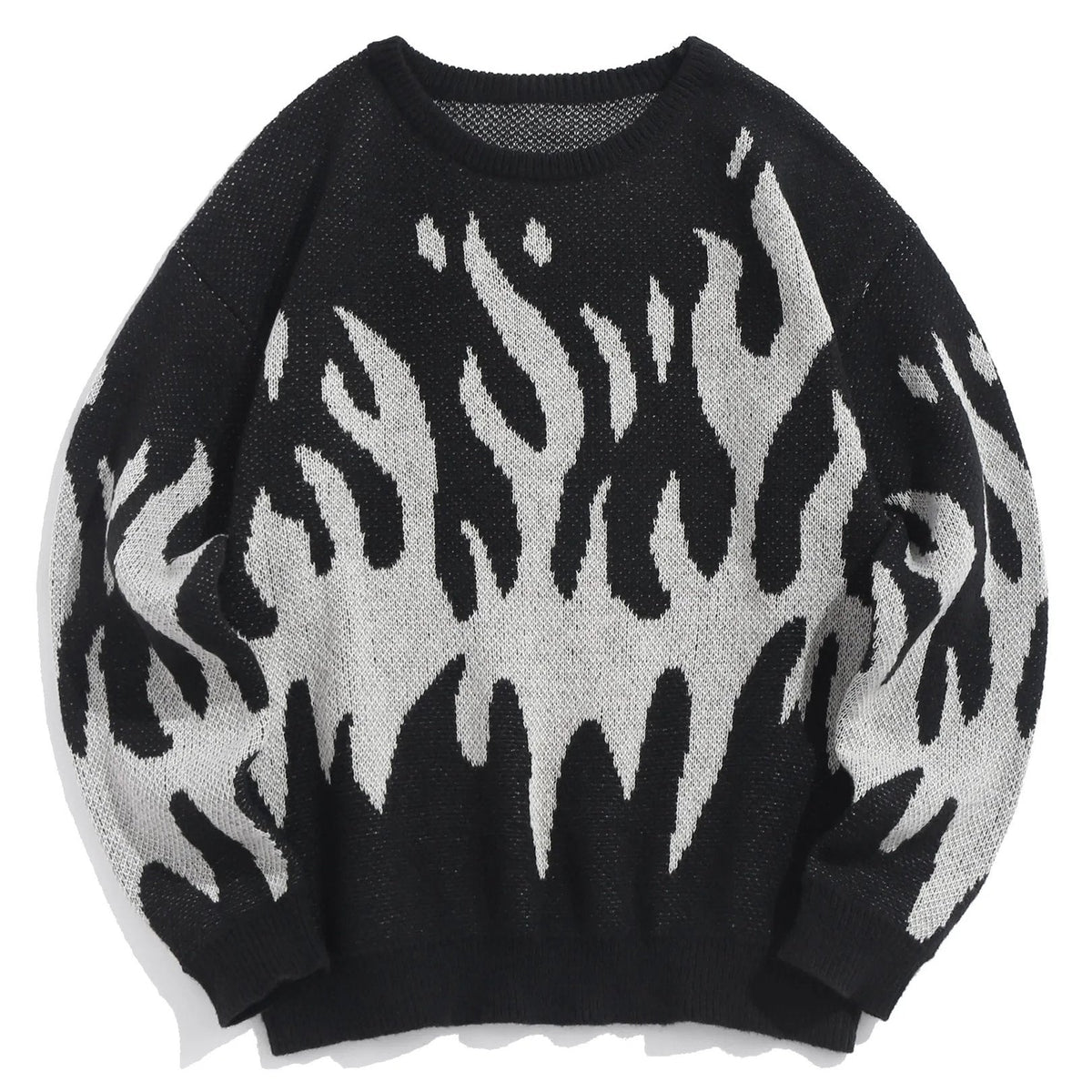 Camisola de malha com gola redonda e padrão de chamas Blaze