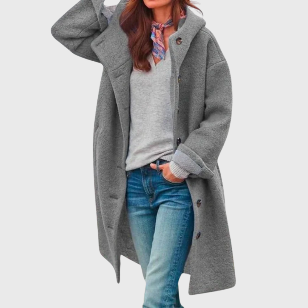 Cappotto lungo Freya con cappuccio in teddy