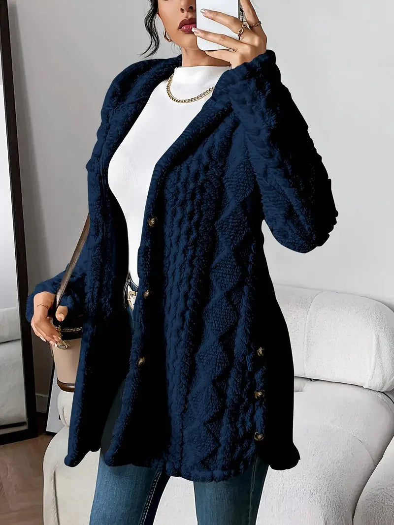 Cárdigan Lana con capucha de textura afelpada