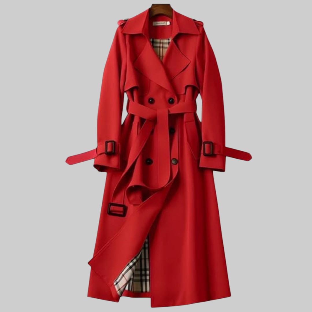 Hana dubbelknäppt trenchcoat med skärp