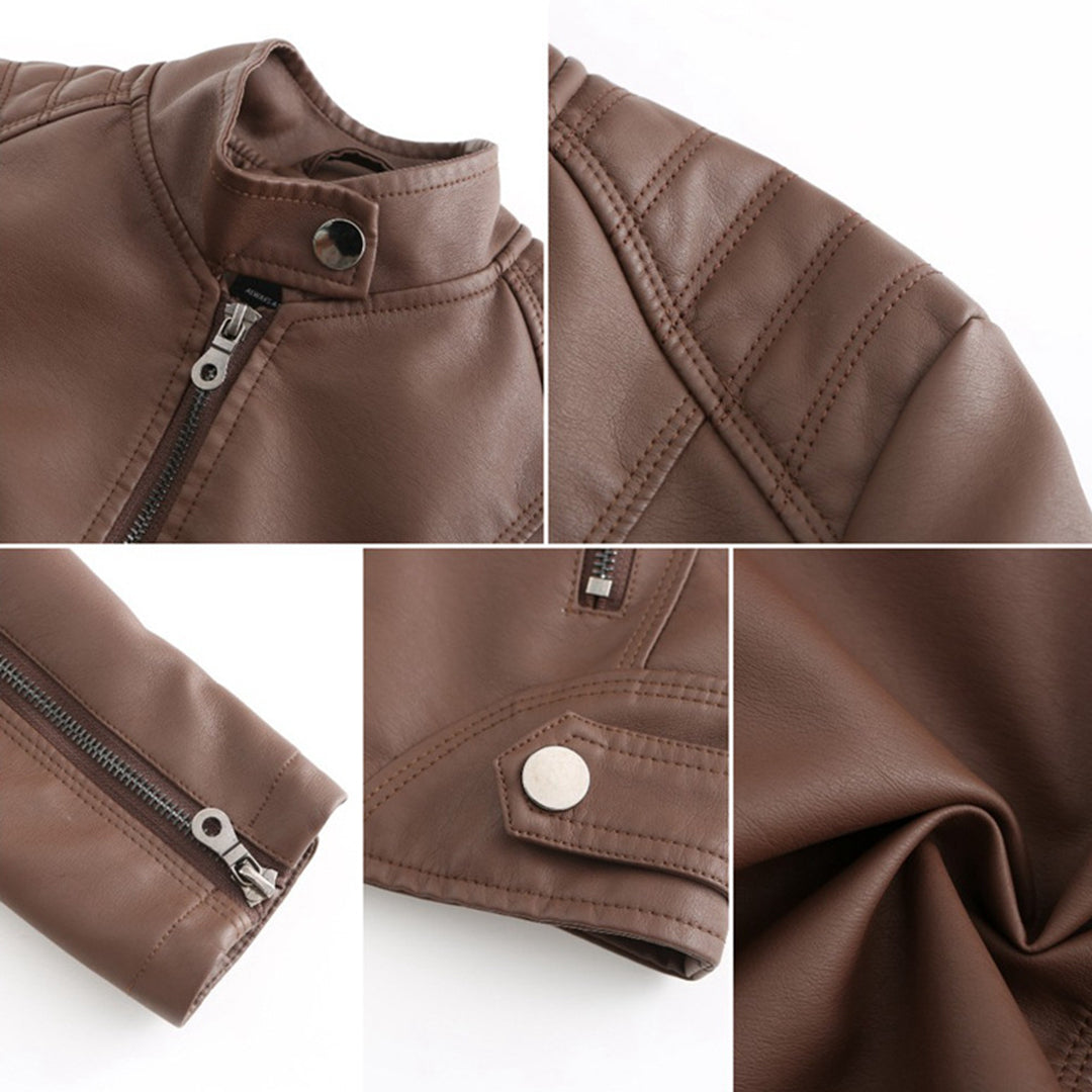Chaqueta motera Lucy con cuello alto y cremallera