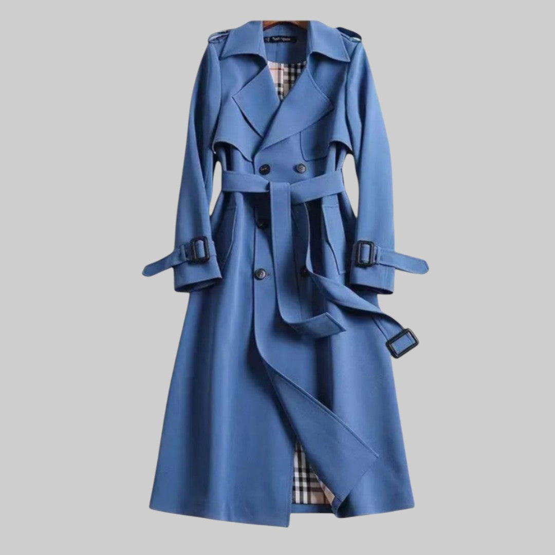 Hana dubbelknäppt trenchcoat med skärp