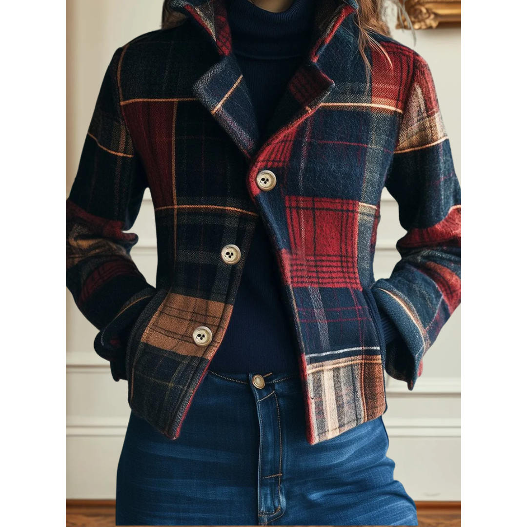 Mara Patchwork Ternet Cropped Jakke
