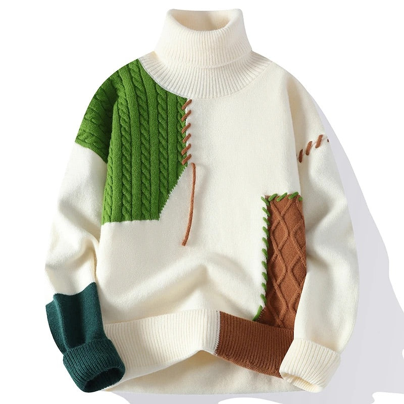 Camisola de malha com gola alta e patchwork Wade