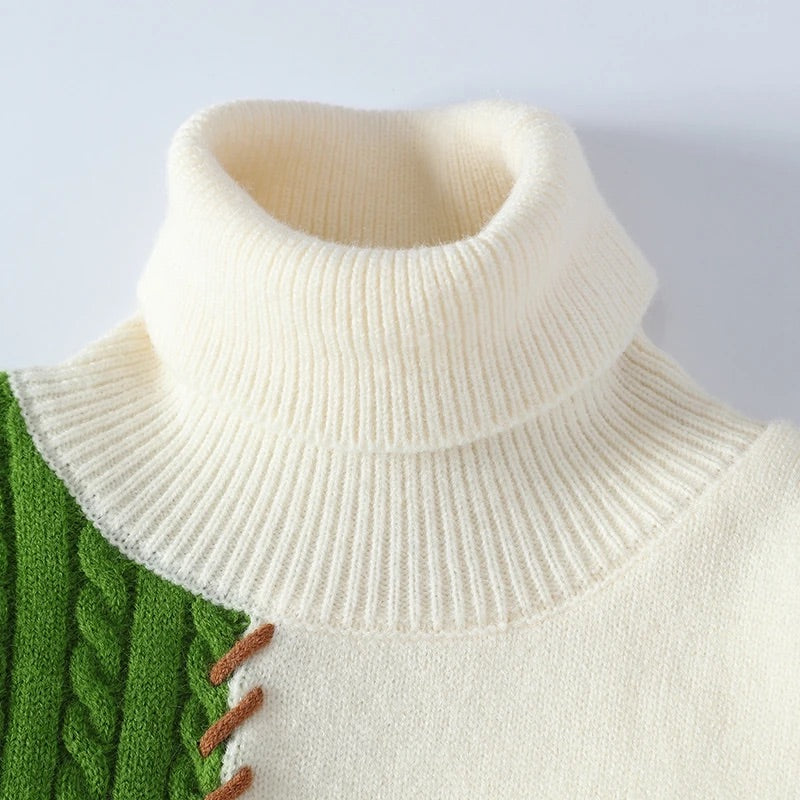 Camisola de malha com gola alta e patchwork Wade